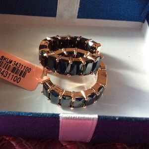 Black CZ Rosetone Inside Outside Hoop earrings.